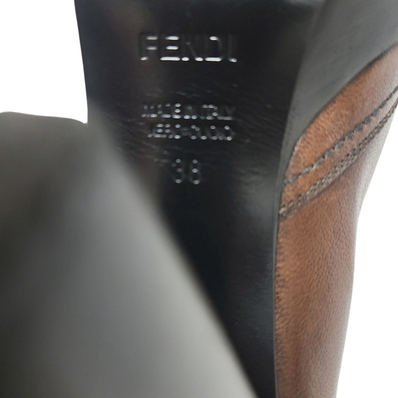 FENDI Authentic Women Open Toe Block Heel Shoes Brown (EU) 38 Excellent Cond. - Picture 16 of 16